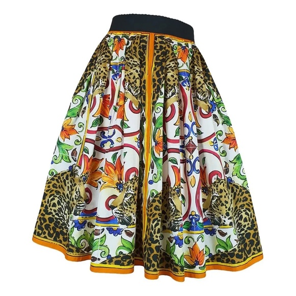 Dolce & Gabbana Leopard and Maiolica Skirt - Picture 1 of 6